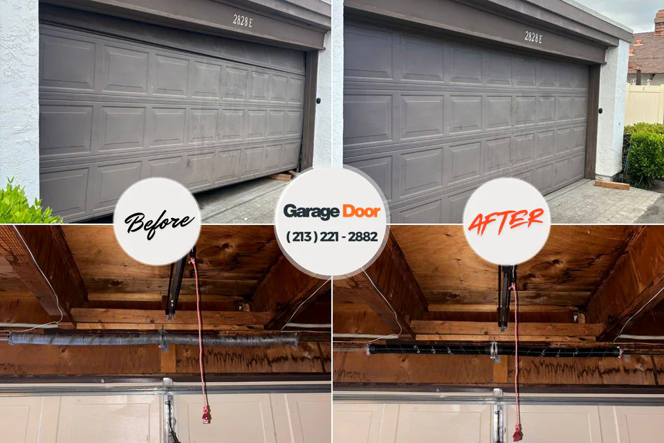 Before and after: garage door repair Lake LeAnn, MI